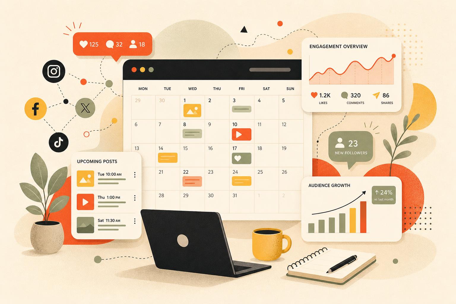 Bitsocial social media command center illustration